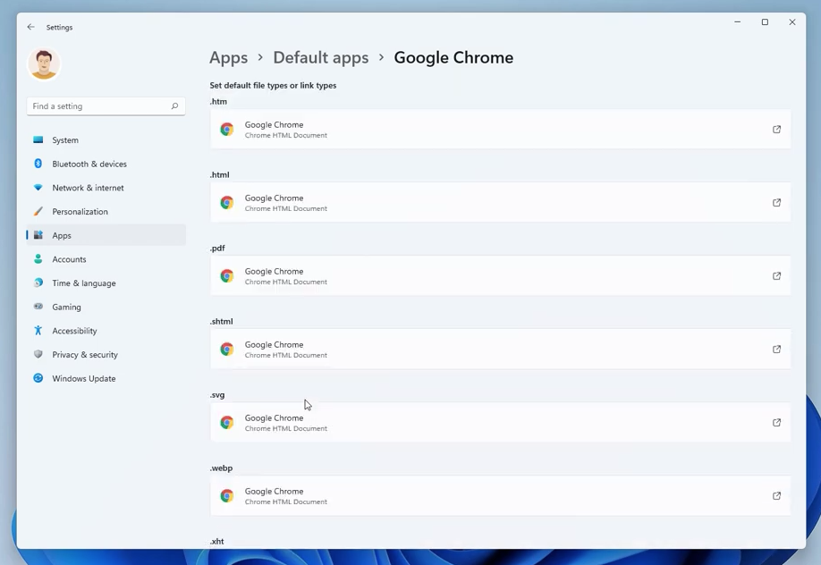 make Google Chrome as default browser on Windows 11