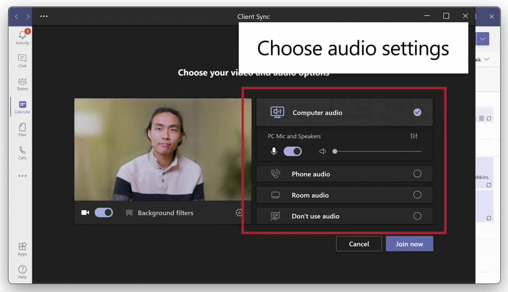 Set the audio settings for your computer. 